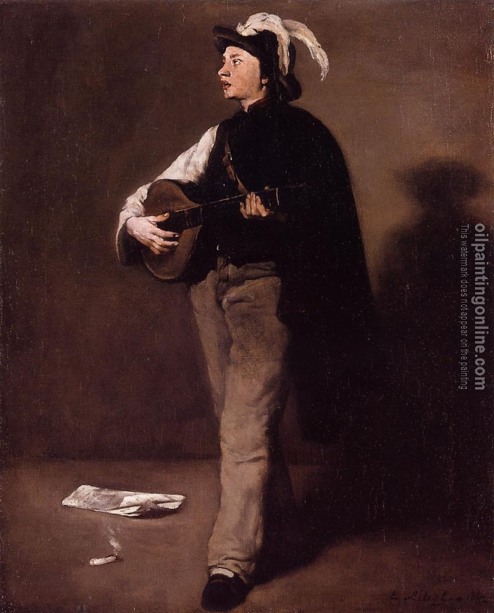 Theodule-Augustin Ribot - The Mandolin Player